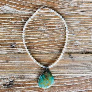 Freshwater Pearl and Turquoise Necklace